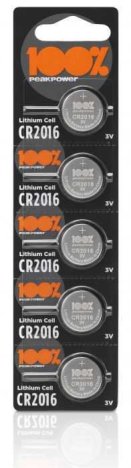 Baterie buton PeakPower CR2016 3V 5 buc blister